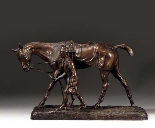 Arthur-Marie-Gabriel, Comte du Passage - Cheval marchant et son lad (Walking horse and groom)