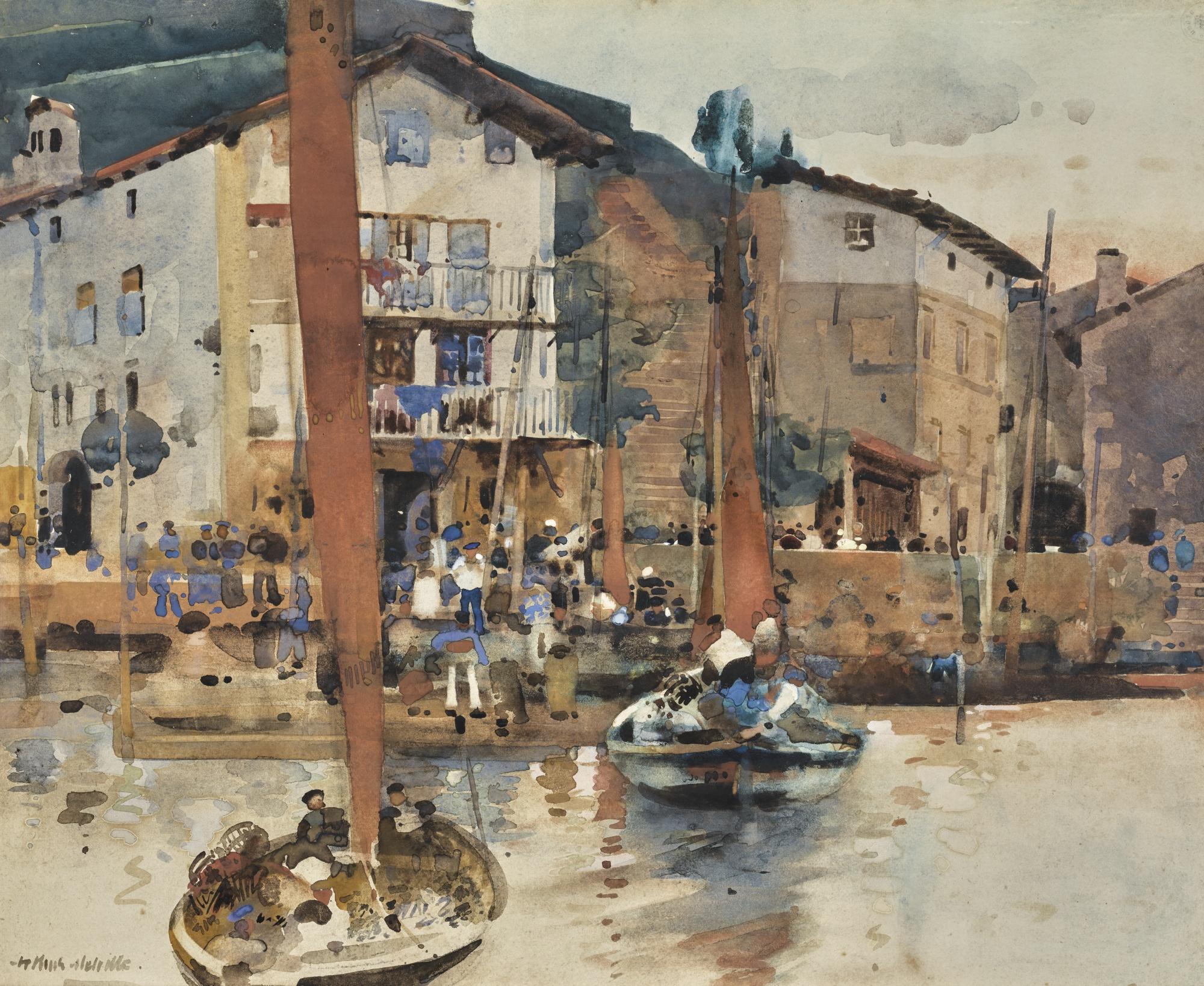 Arthur Melville, A.R.S.A., R.S.W. A.R.S. - A Spanish Fishing Village, The Harbour At Puerta De Pasajes