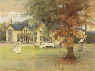 Arthur Melville, R.W.S., A.R.S.A., R.S.W. - The Lawn Tennis Party at Marcus