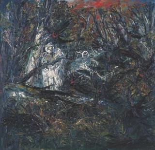 Arthur Merric Bloomfield Boyd - Lovers in Forest with Black Birds and Nest