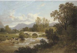 Arthur Perigal, Jun., R.S.A., R.S.W. - Cattle by a bridge