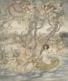 Arthur Rackham, R.W.S. - \'The Music of the Stream\': an unpublished illustration for King of the Golden River