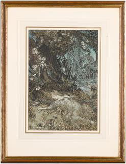 Arthur Rackham - Original illustration for A Midsummer Night\'s Dream (Titania lying asleep), 1908