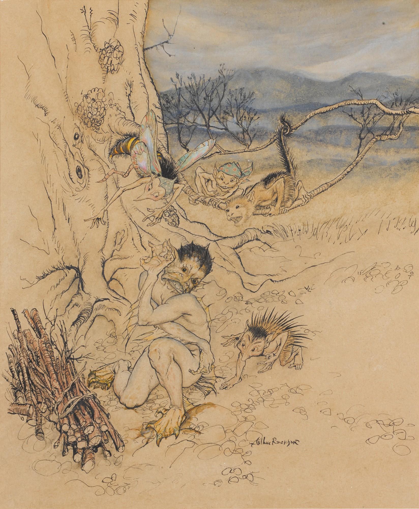 Arthur Rackham - Original illustration for The Tempest (For every trifle are they set upon me)
