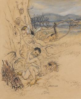 Arthur Rackham - Original illustration for The Tempest (For every trifle are they set upon me)