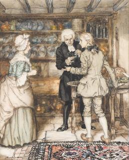 Arthur Rackham - Original illustration for The Vicar of Wakefield (A gross of green spectacles)