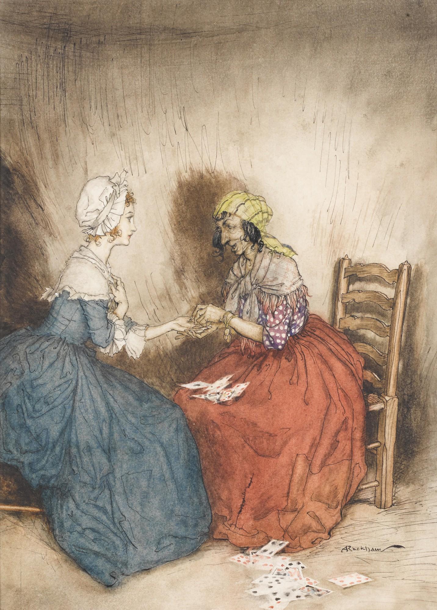 Arthur Rackham - Original illustration for The Vicar of Wakefield (Closeted up with the fortune-teller)