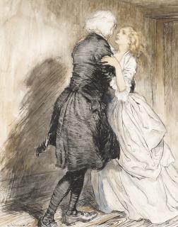 Arthur Rackham - Original illustration for The Vicar of Wakefield (I caught the dear forlorn wretch in my arms), 1929