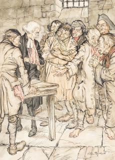 Arthur Rackham - Original illustration for The Vicar of Wakefield (I found the prisoners very merry)