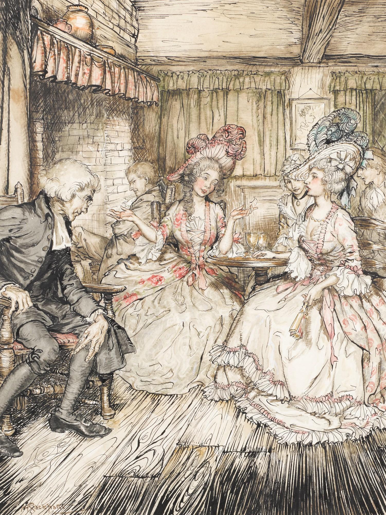 Arthur Rackham - Original illustration for The Vicar of Wakefield (Mr. Burchell at the conclusion of every sentence...)