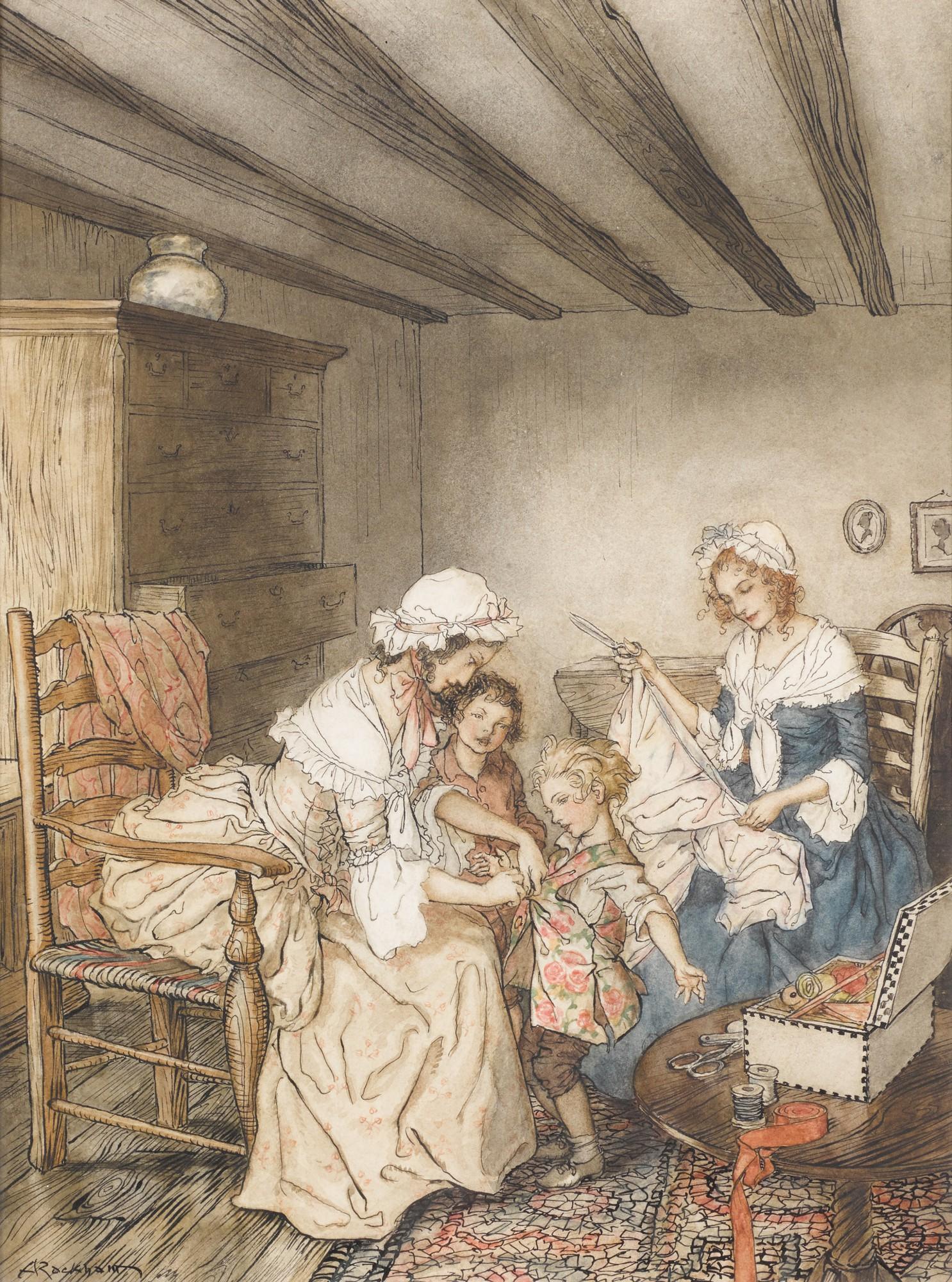 Arthur Rackham - Original illustration for The Vicar of Wakefield (Sunday waistcoats for Dick and Bill)