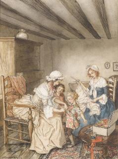 Arthur Rackham - Original illustration for The Vicar of Wakefield (Sunday waistcoats for Dick and Bill)