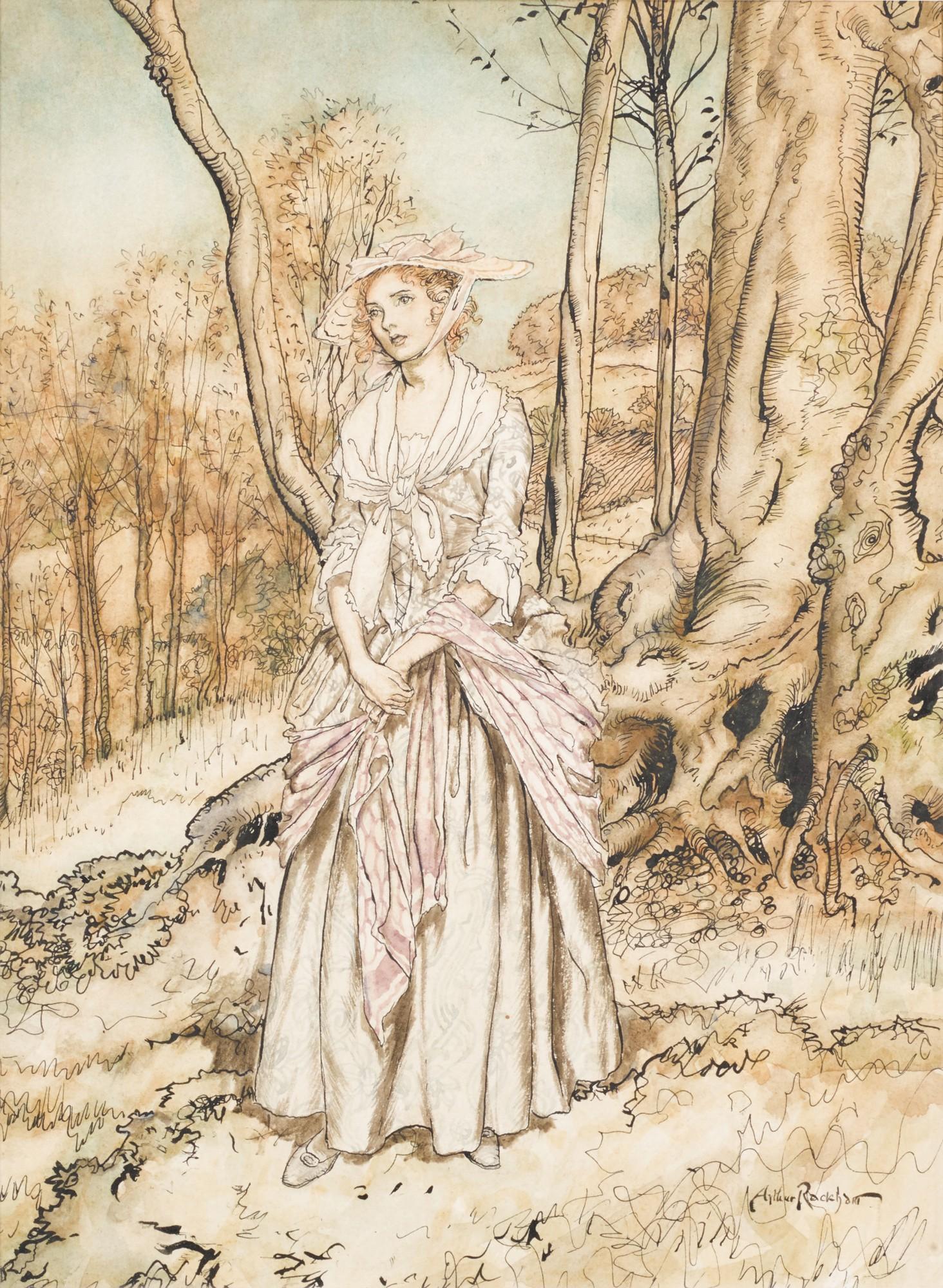 Arthur Rackham - Original illustration for The Vicar of Wakefield (That little melancholy air your papa was so fond of)