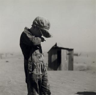 Arthur Rothstein - Dust is too much for the son of a farmer in Cimarron Co., Okla., 1933