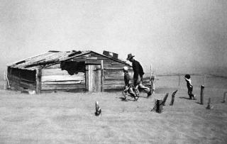 Arthur Rothstein - Farmer and Sons Walking in the Face of a Dust Storm, Cimarron County, Oklahoma