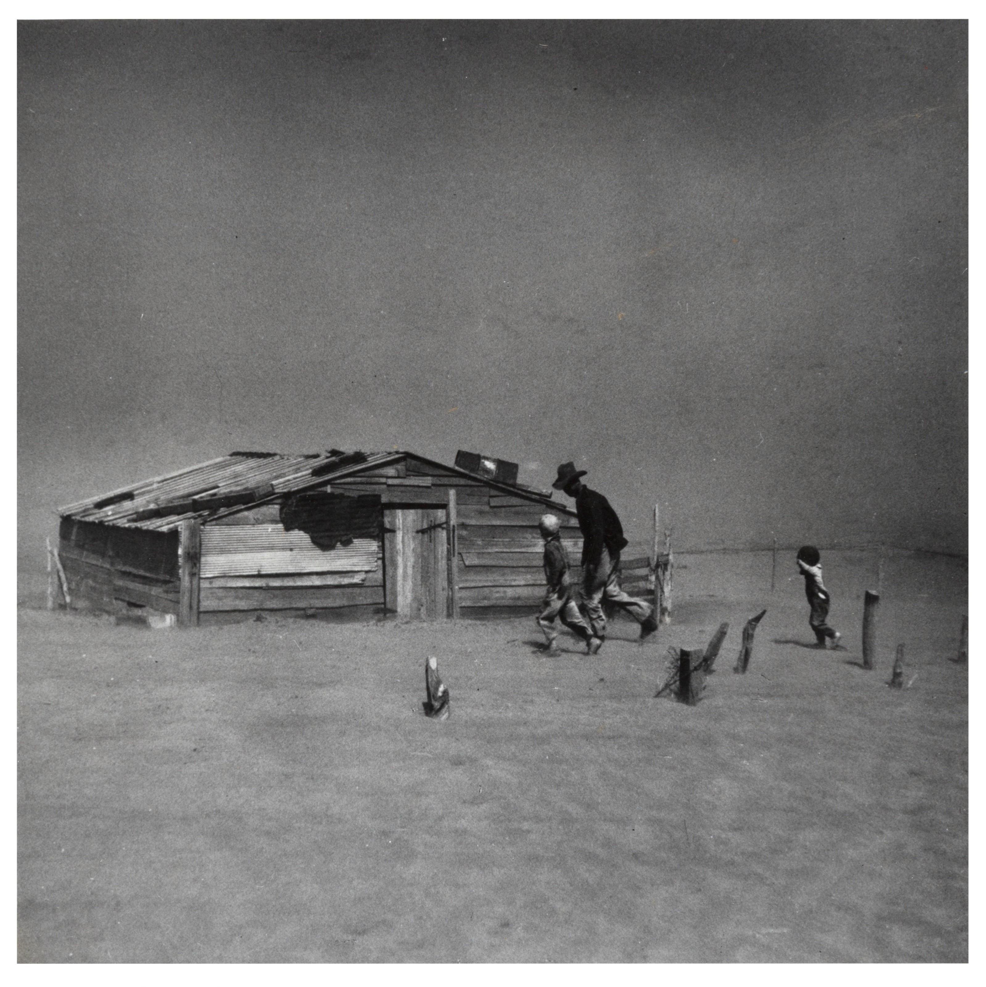 Arthur Rothstein - Two images of Farmer and Son Walking in Dust Storm, Cimaroon County, Oklahoma, 1936