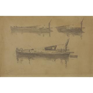 Arthur Streeton - Australian Barge Studies 