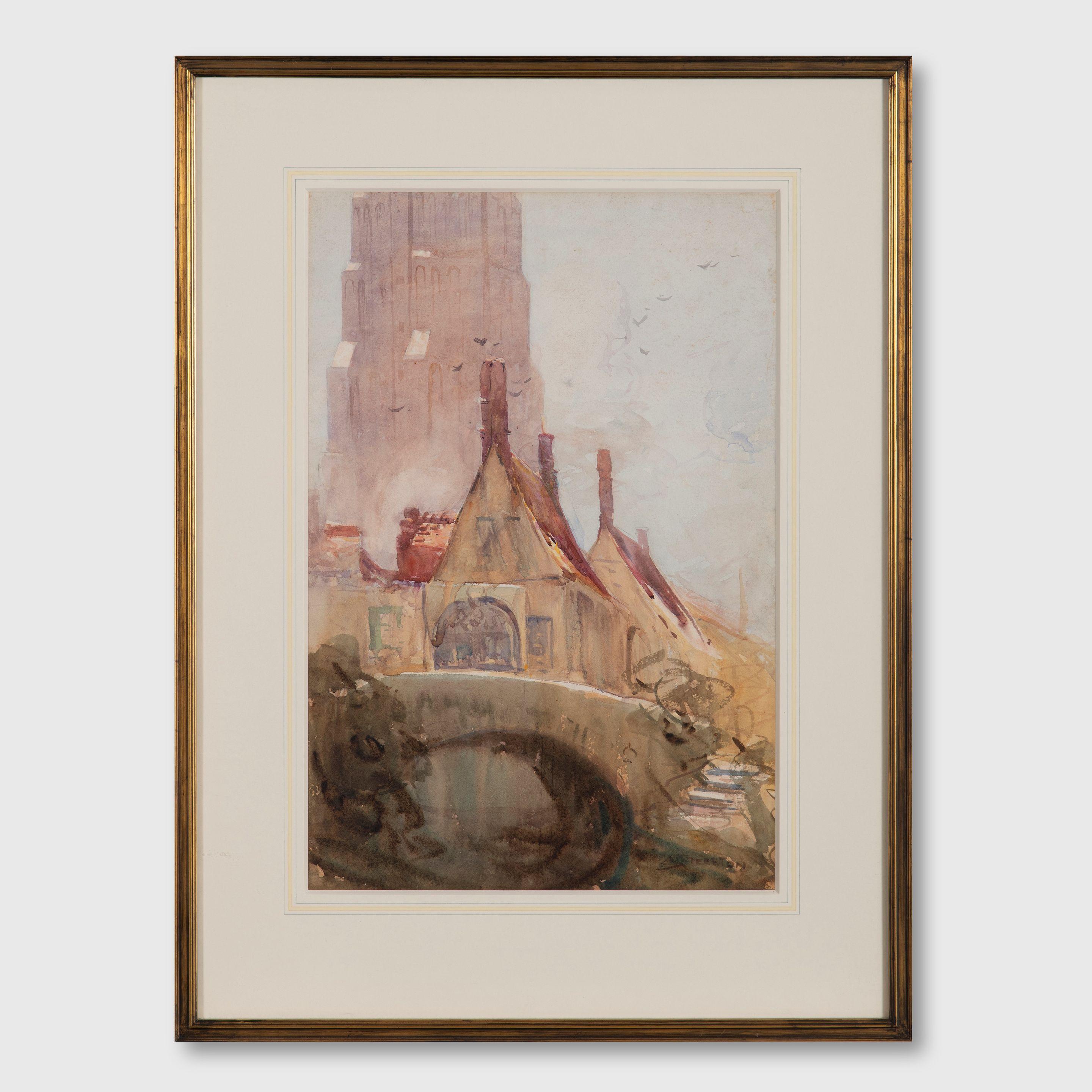 Arthur Streeton - Cathedral, Bruges, c.1919