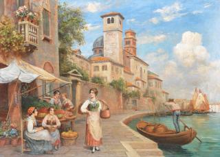 Arthur Trevor Haddon - Venetian market stall