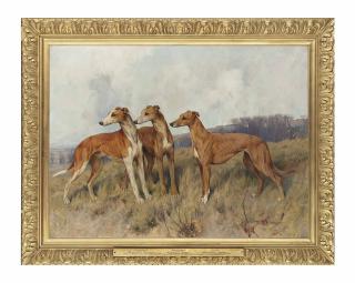 Arthur Wardle, R.I. - Colonel J. Dennis\'s greyhounds Distingue, Dendraspis and Dilwyn