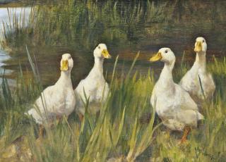 Arthur Wardle, R.I. - Geese On A Summer\'S Day