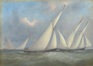 Arthur Wellington Fowles - Florinda and Gwyndoline racing off the Nab lightship