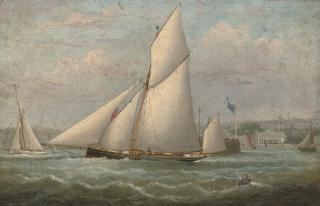 Arthur Wellington Fowles - Racing cutters tacking inshore off Ryde Pier