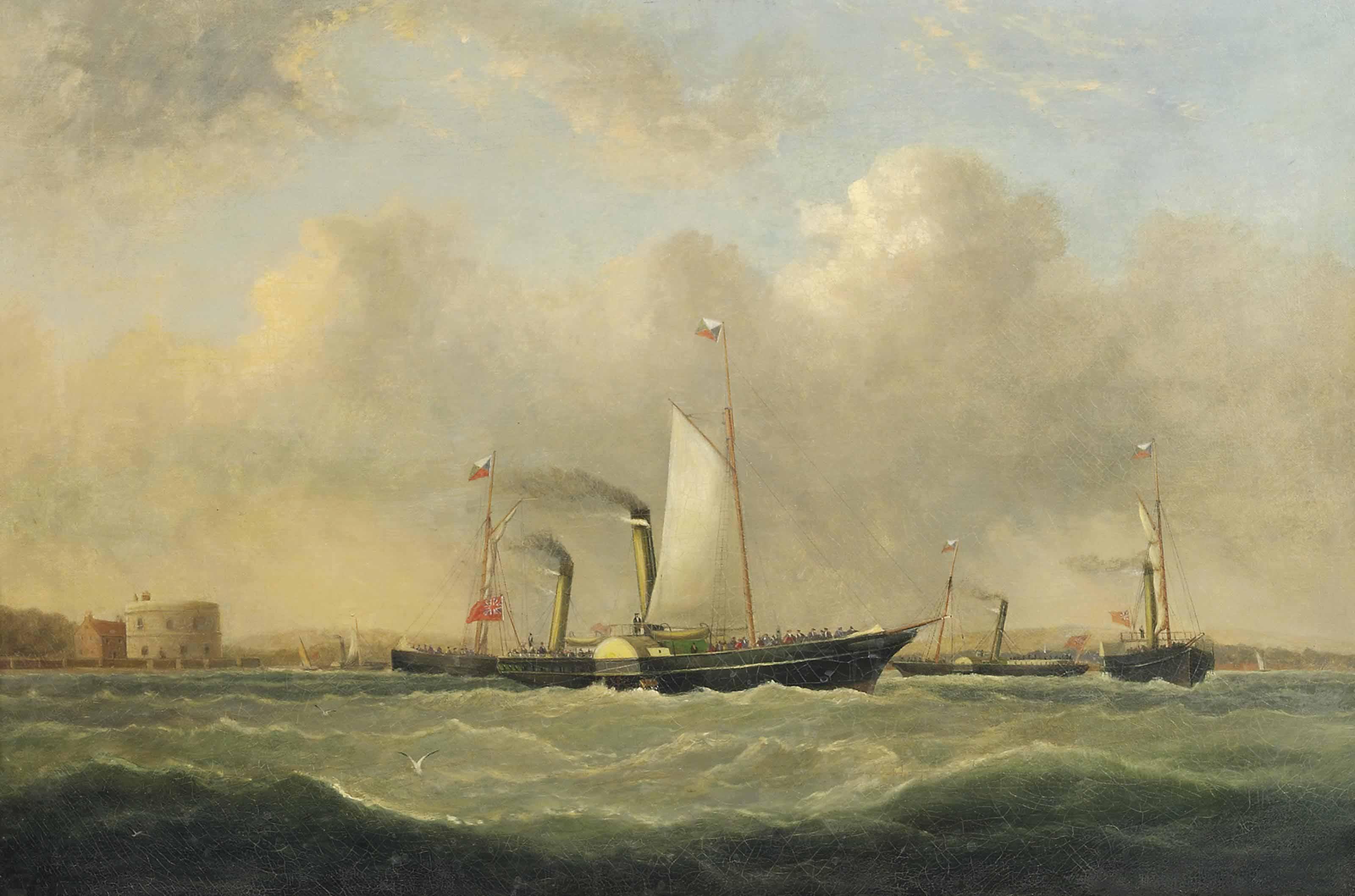 Arthur Wellington Fowles - Southampton-Cowes Ferries Off Calshot Castle