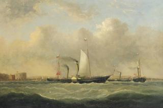 Arthur Wellington Fowles - Southampton-Cowes Ferries Off Calshot Castle