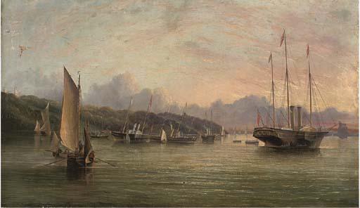 Arthur Wellington Fowles - The Flotilla of Royal Yachts Lying In Osborne Bay Prior To Queen Victoria\'S Departure For France In August, 1855