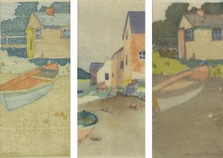 Arthur Wesley Dow - The Dory; A Gray Day (Houses On A Beach); And The Dory
