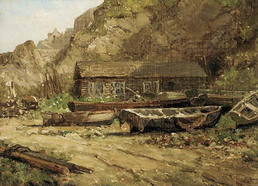 Arthur Wilde Parsons - A boat yard, Newquay
