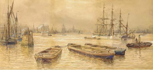 Arthur Wilde Parsons - Barges and other shipping on the Thames at Deptford