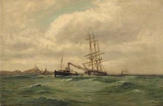 Arthur Wilde Parsons - Towing in the windjammer past St. Antony\'s Head