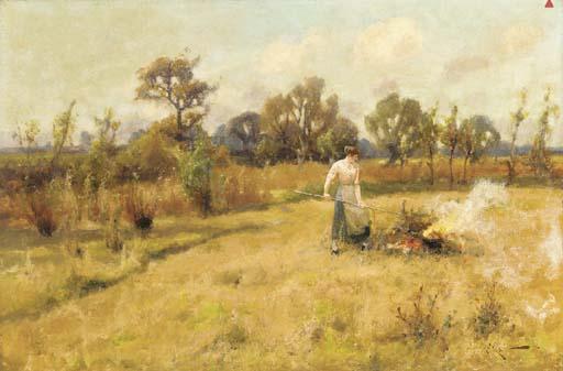 Arthur William Redgate - Feeding the bonfire