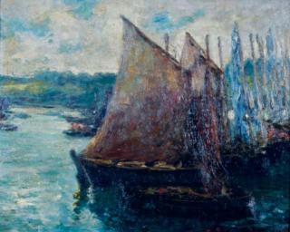 Arthur William Woelfle - Boats docked in the harbor