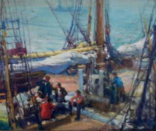 Arthur William Woelfle - Game of cards by the docks
