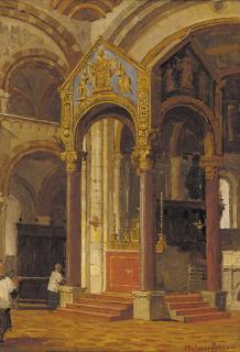 Arturo Ferrari - Choir boys in a church interior; and A mother and child in a church interior