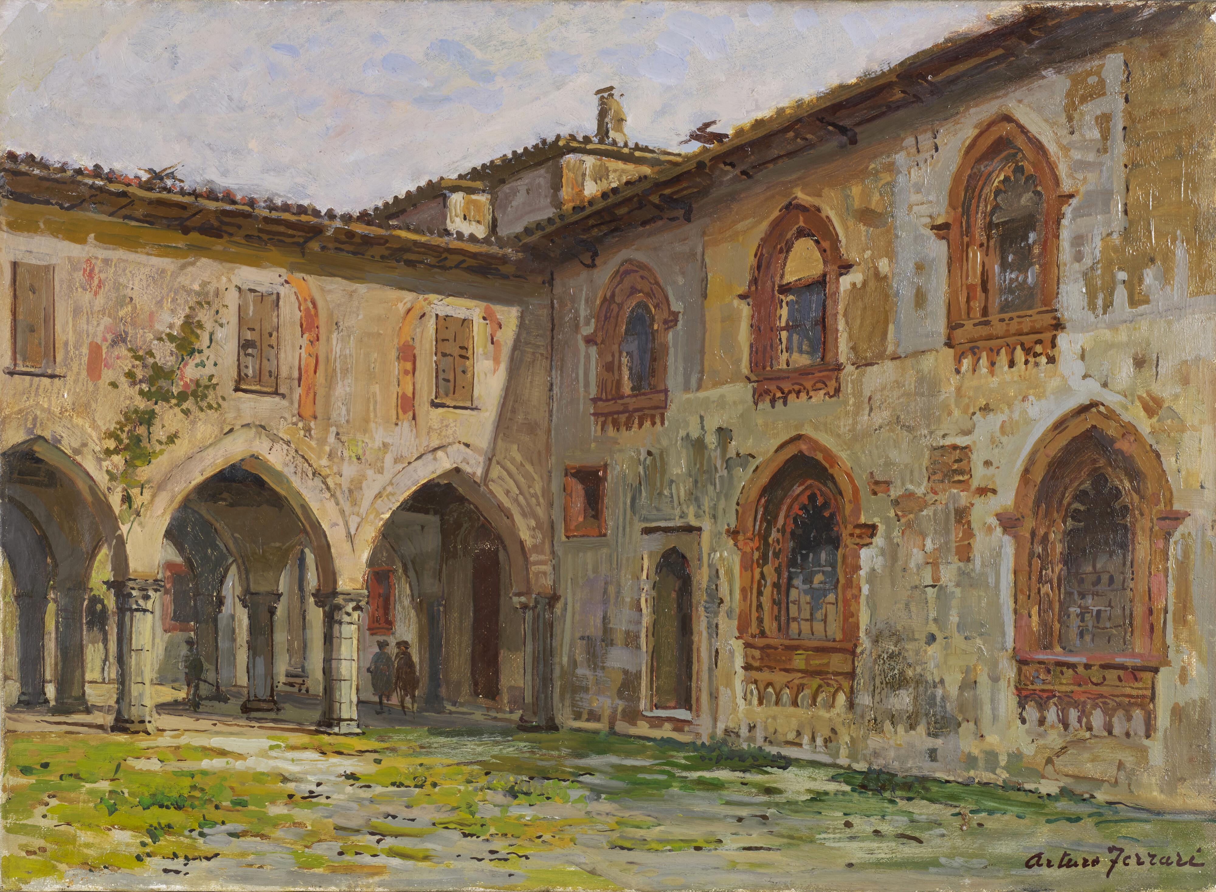 Arturo Ferrari - Cortile del Palazzo Borromeo - Vecchia Milano