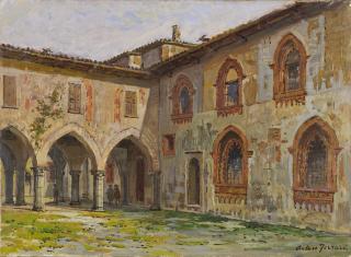 Arturo Ferrari - Cortile del Palazzo Borromeo - Vecchia Milano