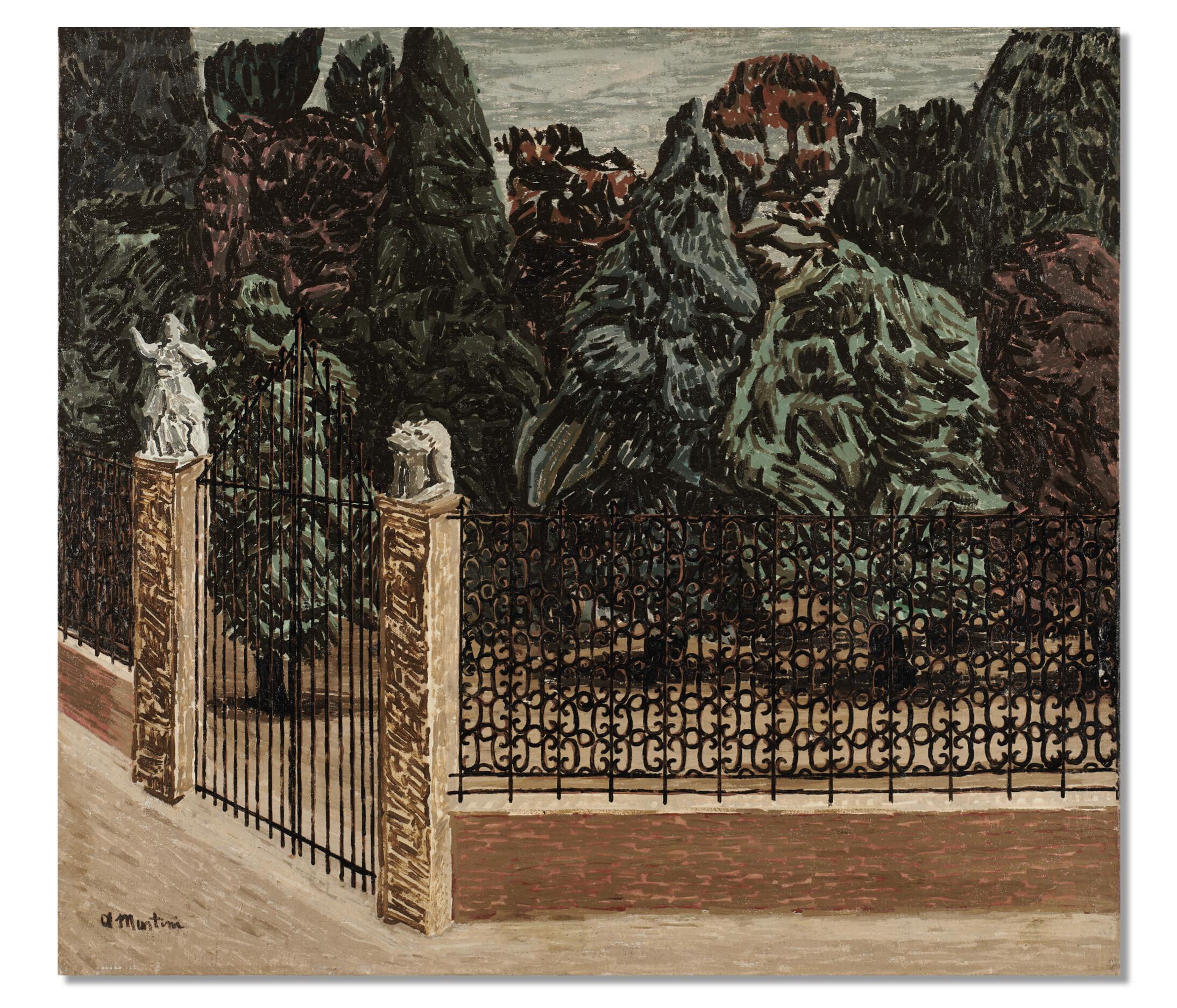 Arturo Martini - Cancellata e giardino di villa veneta