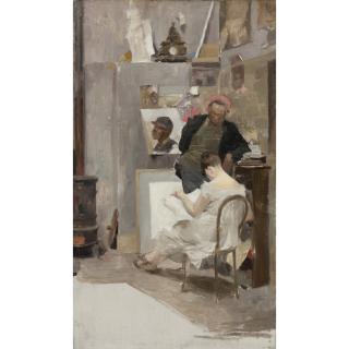 Arturo Michelena - En El Estudio Del Pintor