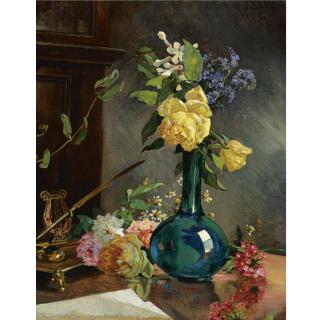 Arturo Michelena - Still Life With Yellow Roses