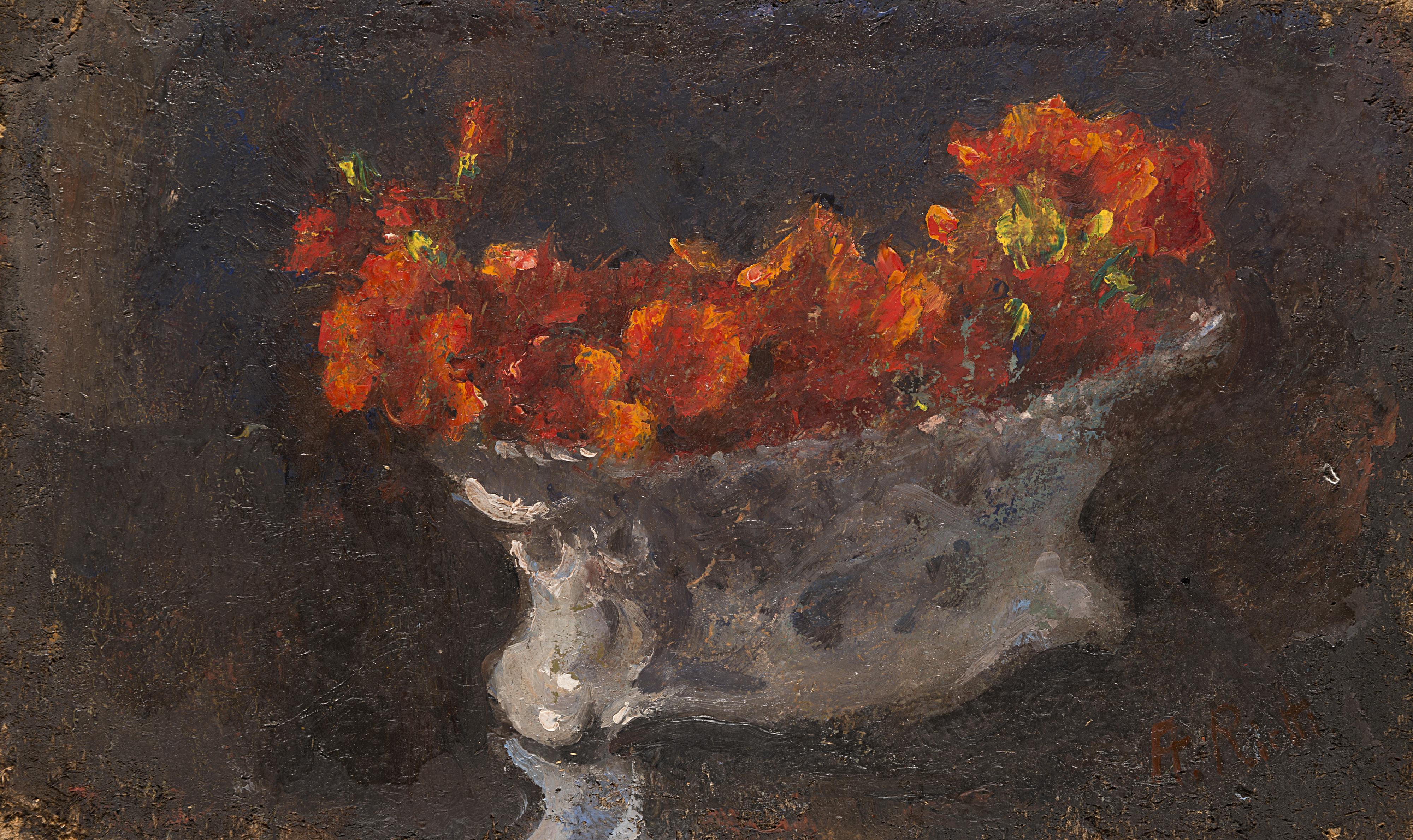 Arturo Rietti - Vaso con fiori rossi