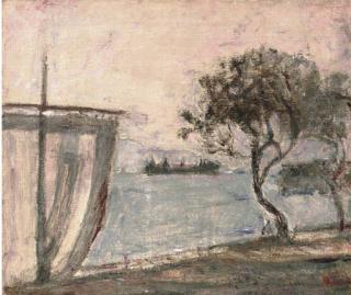 Arturo Tosi - Paesaggio Con Vela: Lago D\'Iseo