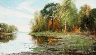 Arvid Mauritz Lindström - Lakeside landscape in autumn