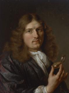 Ary De Vois - Portrait of the artist, half-length, holding a fob watch