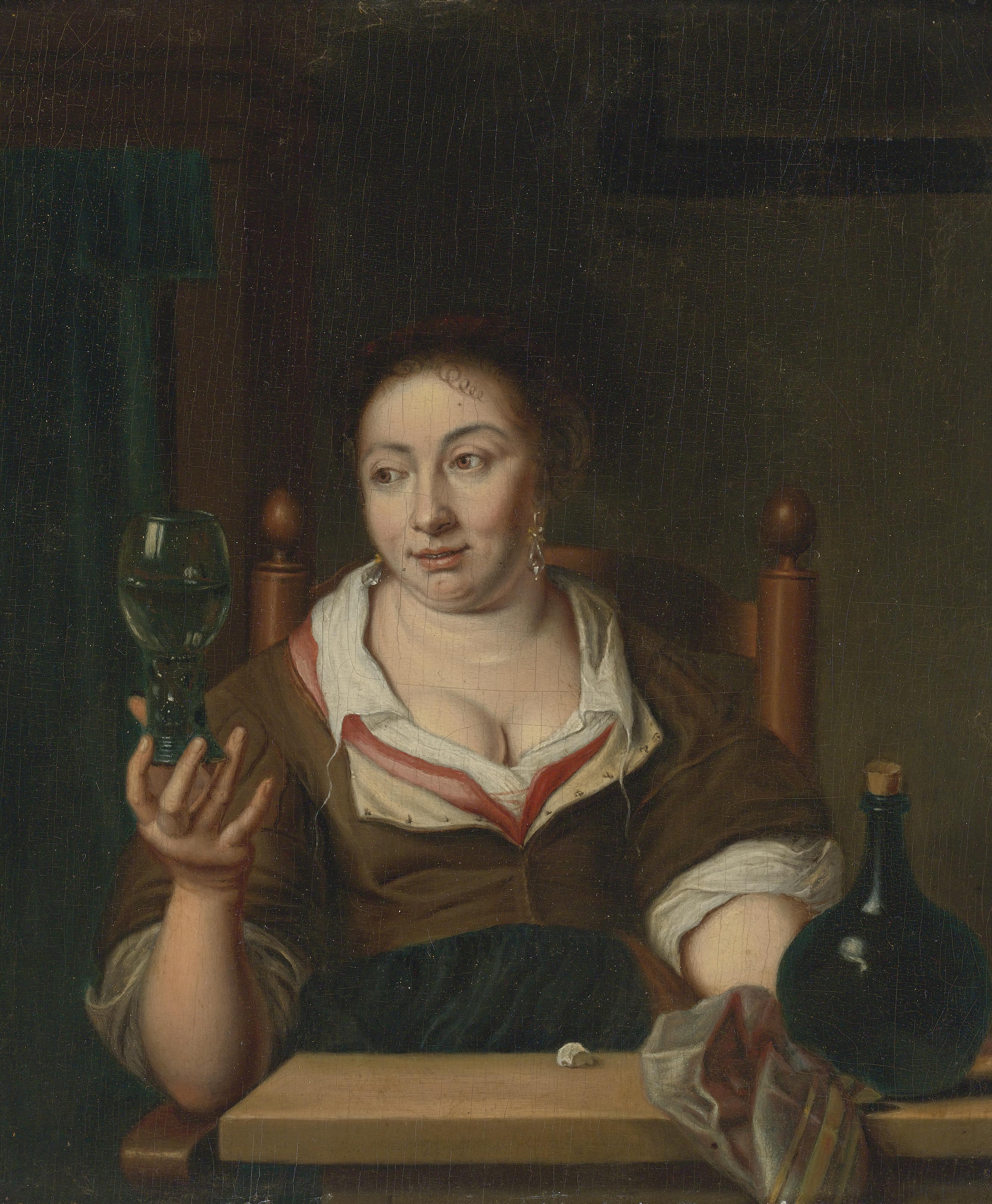 Ary De Vois - Young Woman Holding A Glass Of Wine