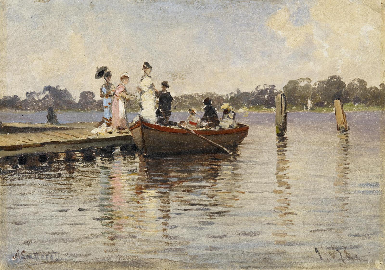 Ascan Lutteroth - Gesellschaft am Bootsteg