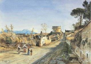 Ascan Lutteroth - Roma, l\'Appia Antica alla tomba di Cecilia Metella, 1876; e Roma, il Convento di San Bonaventura al Palatino